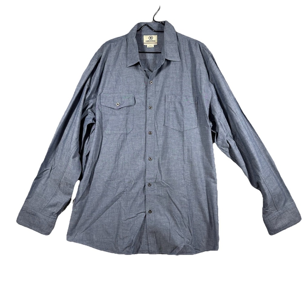 Converse One Star Chambray Canvas Shirt Mens 3XL Blue Button Up Long Sleeve